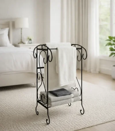 Wrought Iron Towel Stand – Stylish & Durable Bathroom Organizer