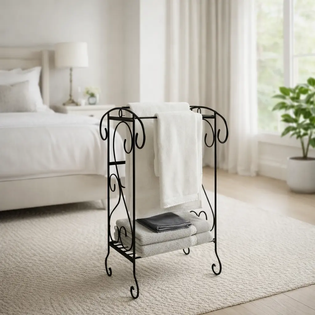 Wrought Iron Towel Stand – Stylish & Durable Bathroom Organizer