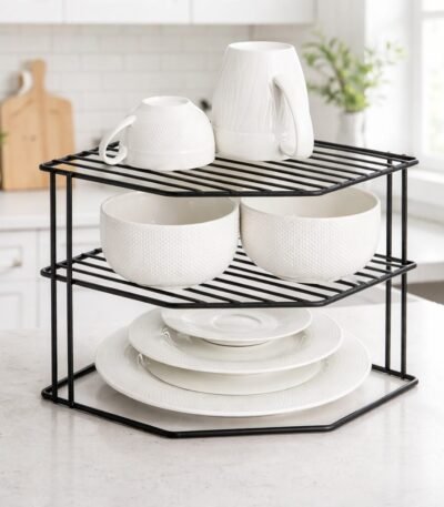 Smart Design 3-Tier Kitchen Corner Shelf Rust-Resistant Metal Organizer